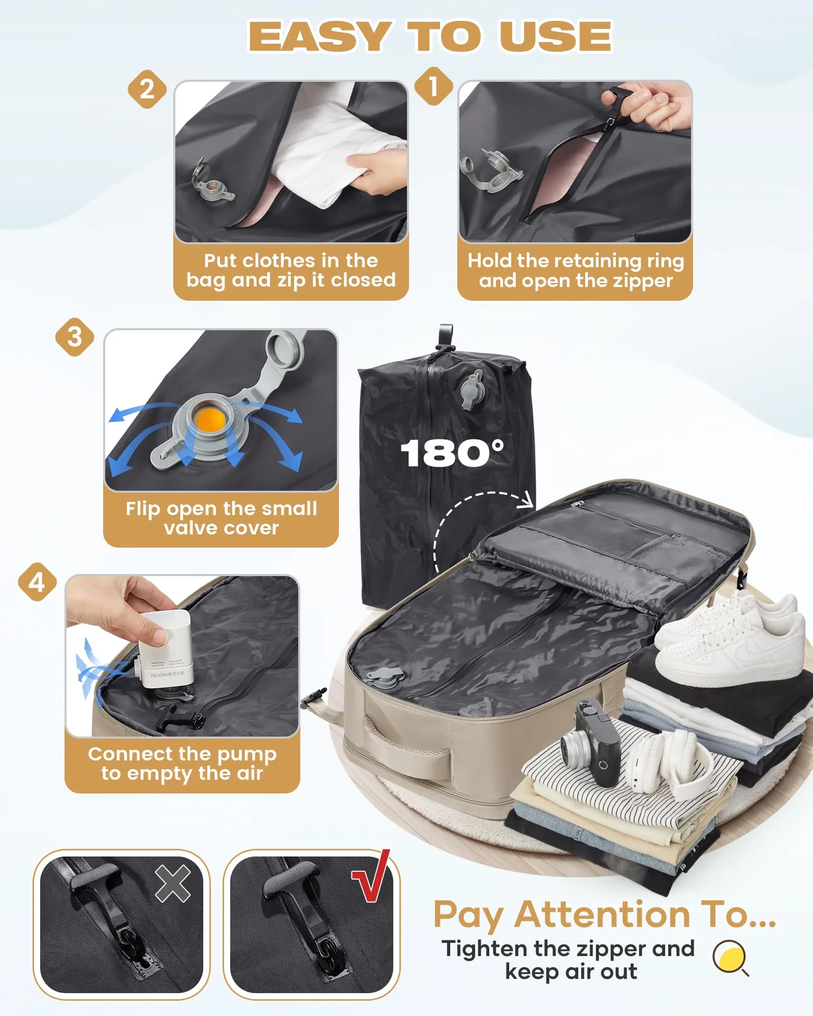 SZLX Zaino da Viaggio Sottovuoto con Pompa, Bagaglio a Mano per Ryanair 40x30x20, Wizzair ed Easyjet, Scomparto Laptop 14 Pollici e Porta Scarpe - immagine 6