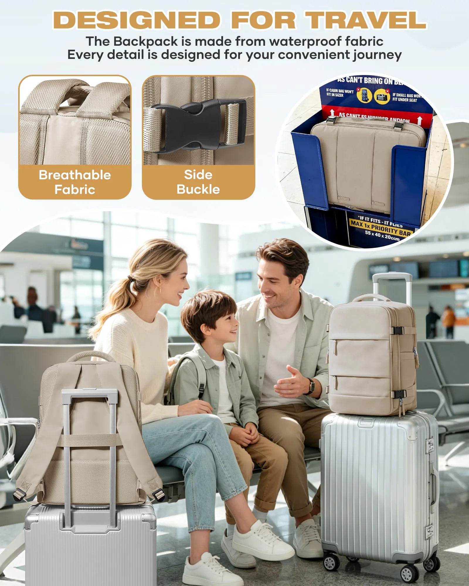 SZLX Zaino da Viaggio Sottovuoto con Pompa, Bagaglio a Mano per Ryanair 40x30x20, Wizzair ed Easyjet, Scomparto Laptop 14 Pollici e Porta Scarpe - immagine 9