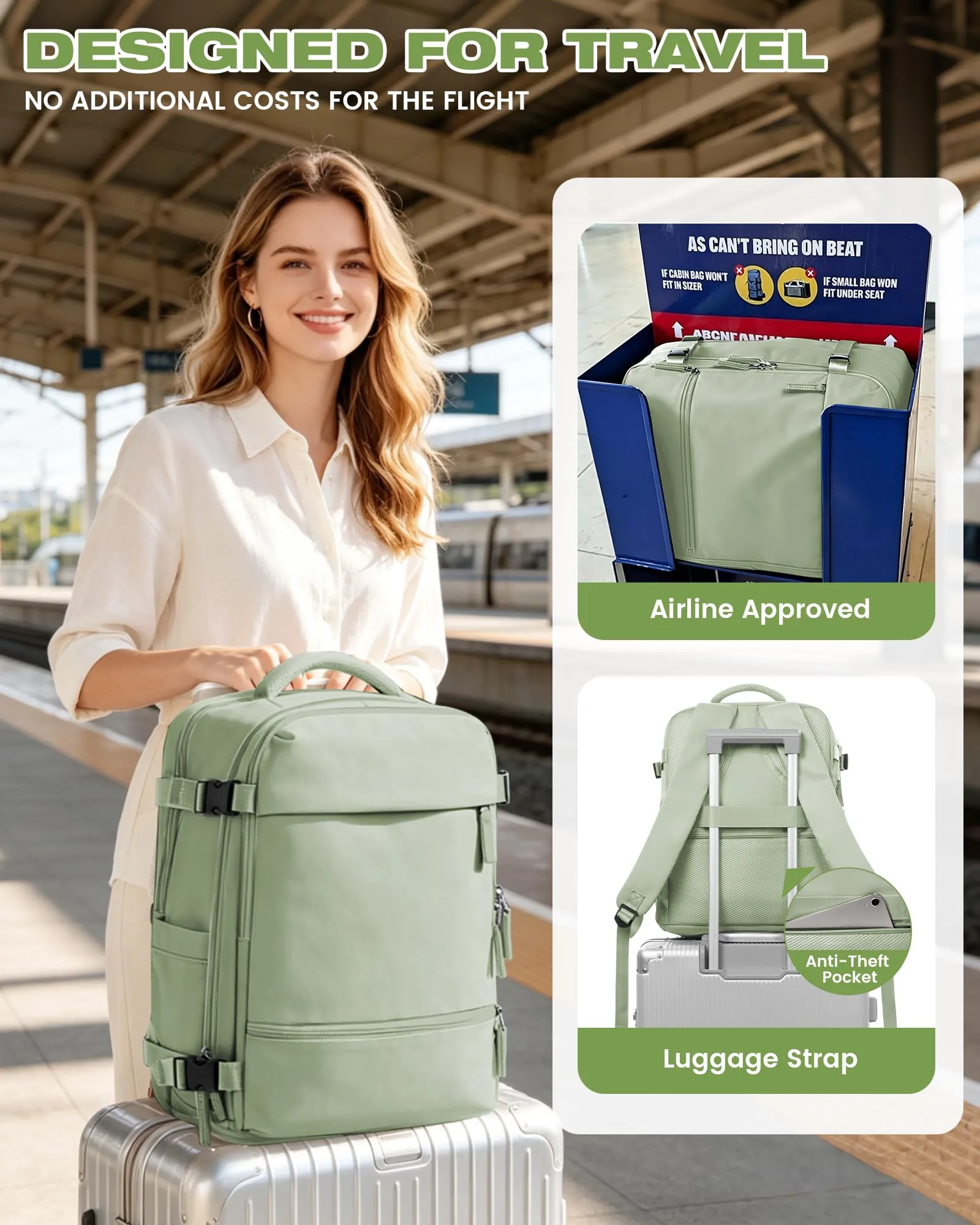SZLX Zaino da Viaggio Sottovuoto con Pompa 40x30x20 per Ryanair Wizzair Easyjet, Impermeabile per Laptop 14 Pollici - immagine 10