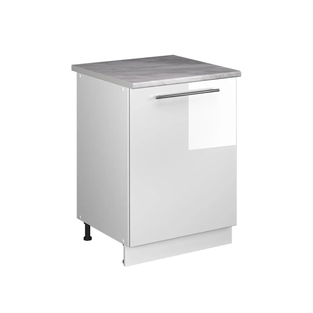 Vicco Mobile Lavello Cucina Fame-Line, Bianco Lucido/Bianco, 60 cm - immagine 1