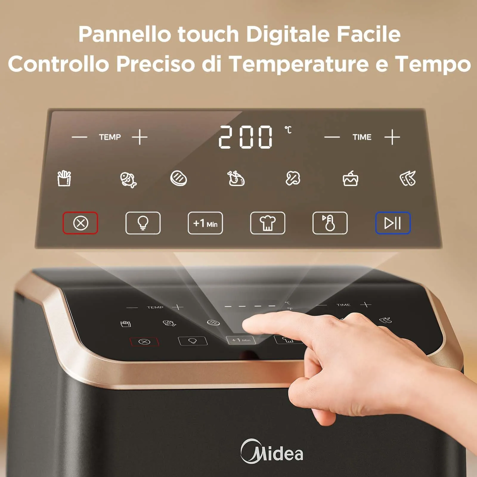 Midea Friggitrice ad Aria 1800W 7L MAD70F9APKV Nero - immagine 6