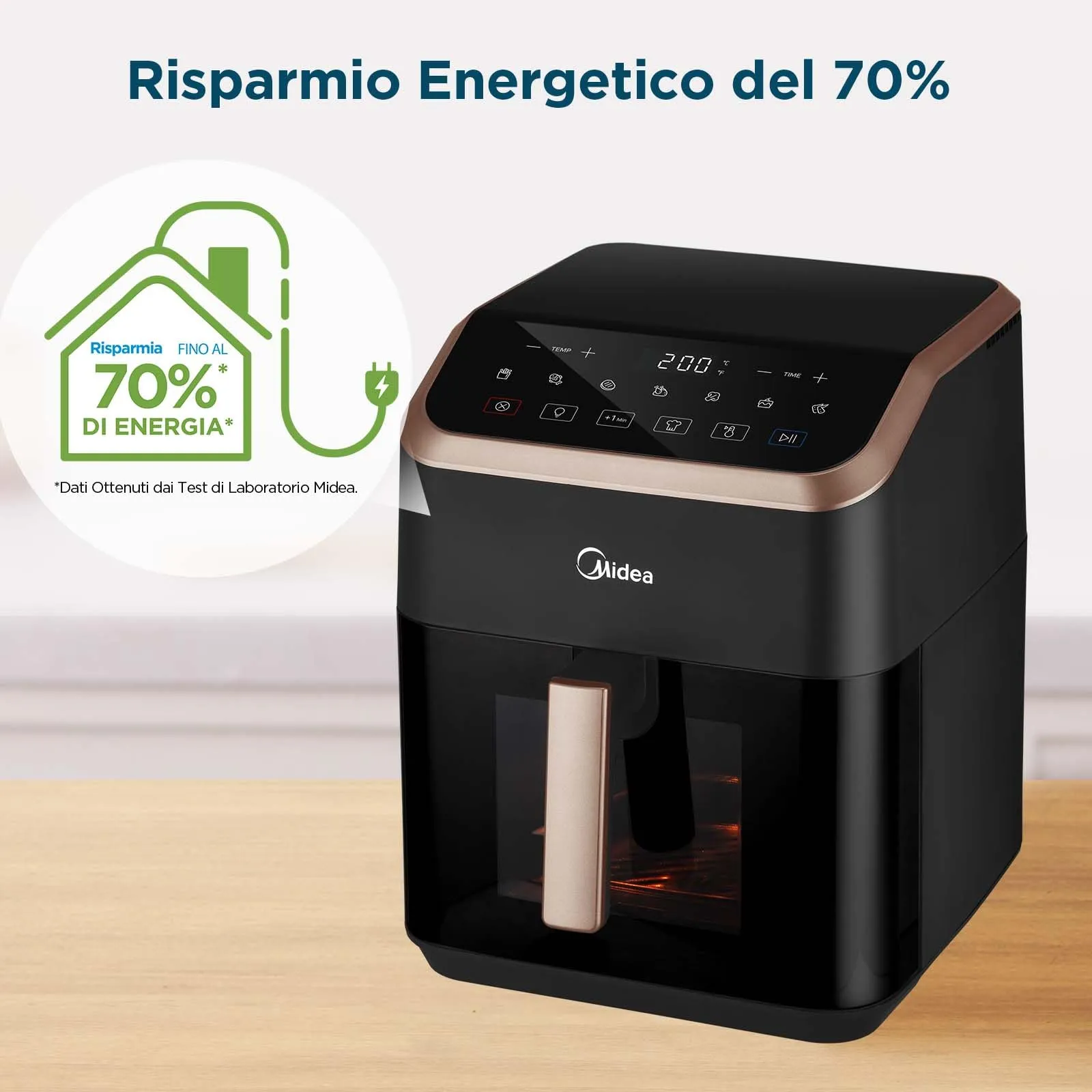 Midea Friggitrice ad Aria 1800W 7L MAD70F9APKV Nero - immagine 8