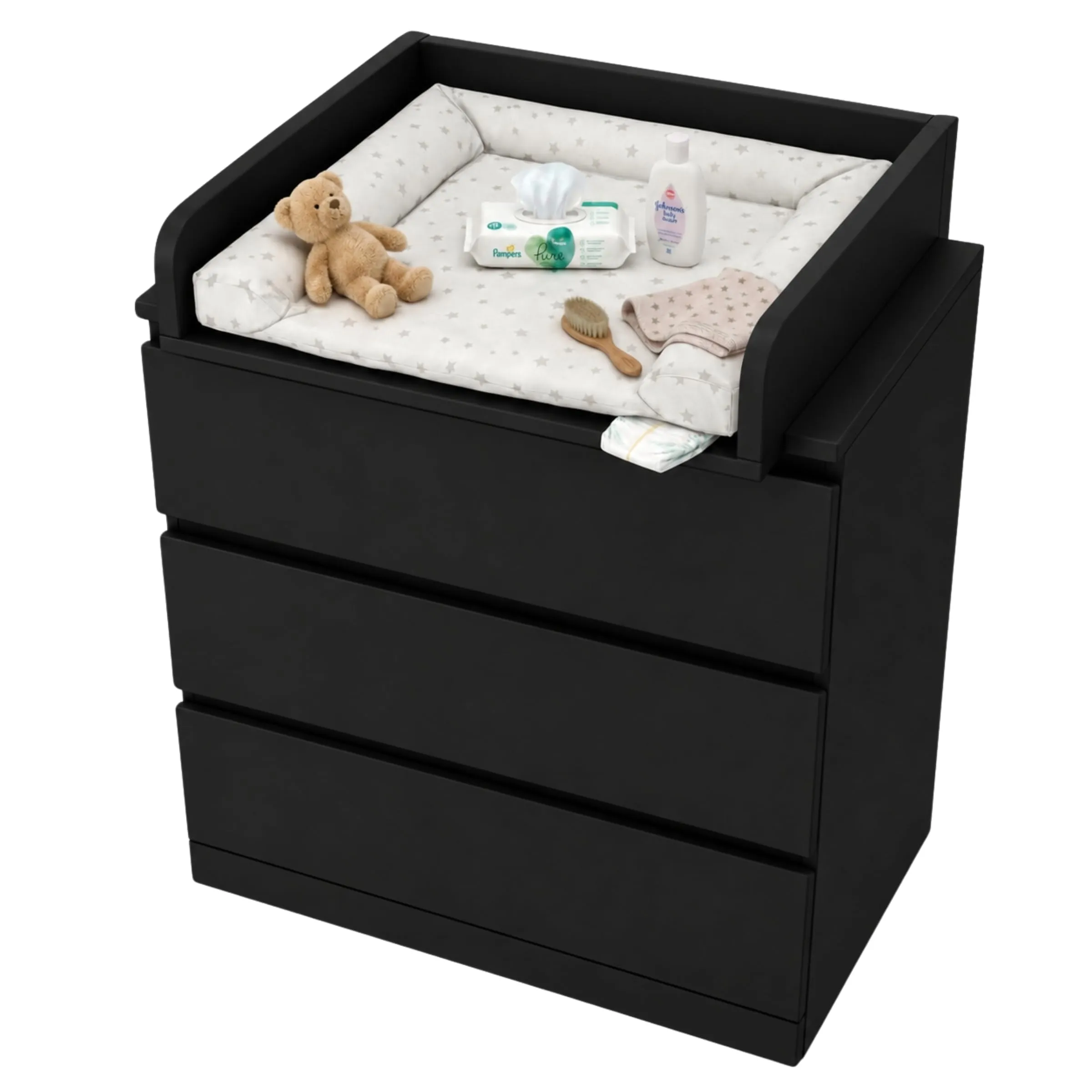 ComfortCove Fasciatoio per Comò con Sponde Arrotondate, 53,2 x 70 cm, Nero - immagine 2