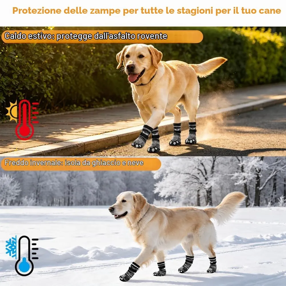 OSDUE Calzini Antiscivolo per Cani, Protezioni Zampa Regolabili, 4 Pezzi, Grigio M - immagine 6