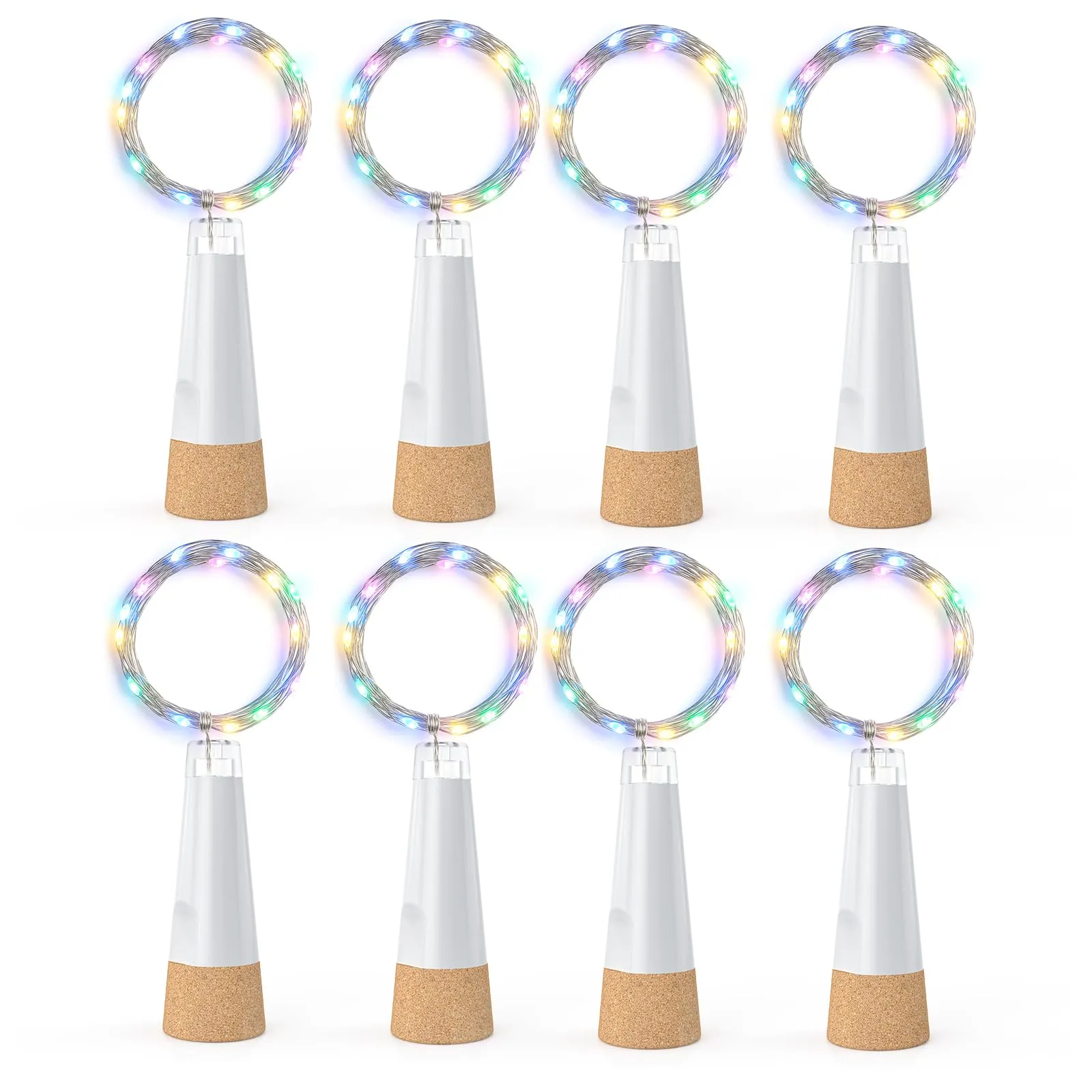 KOBWA Luci per Bottiglie con Sughero Ricaricabili USB, Multicolore, 8 Pezzi - immagine 1