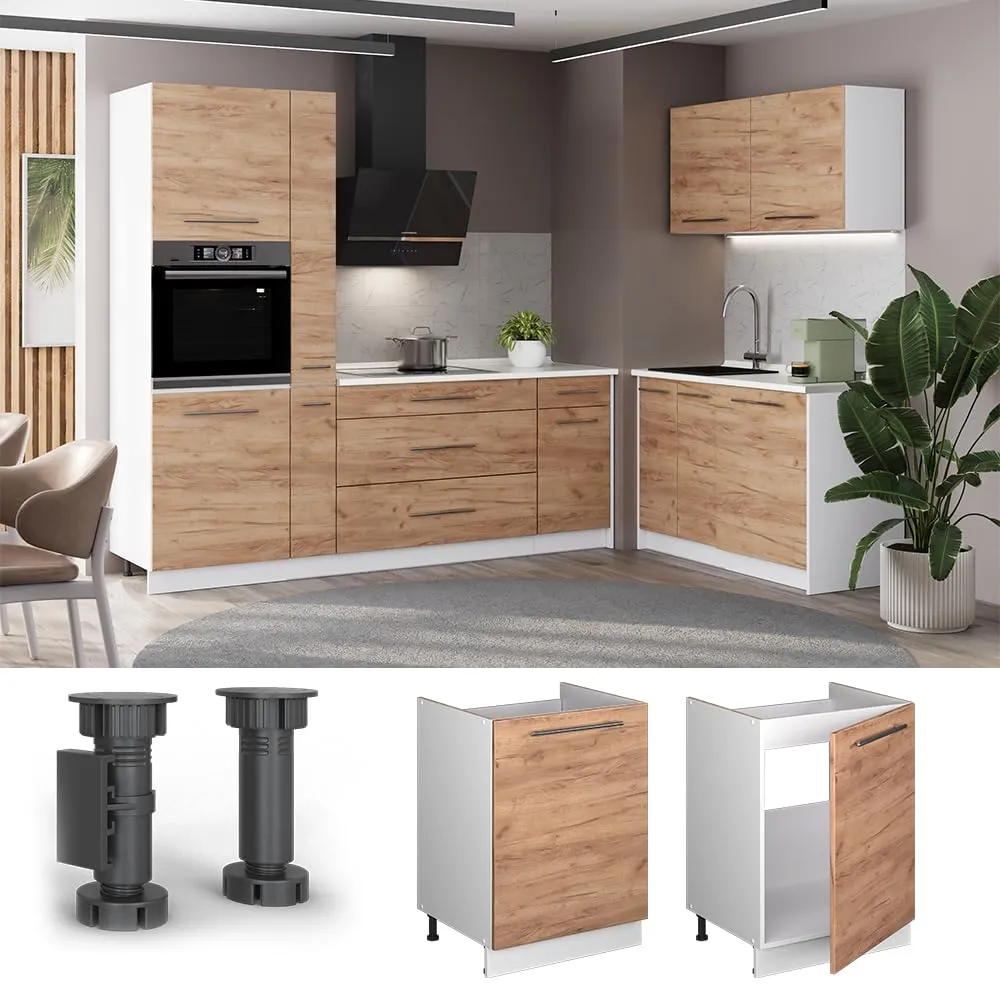 Vicco Mobile Lavello Cucina Fame-Line, Rovere Dorato/Bianco, 60 cm - immagine 5