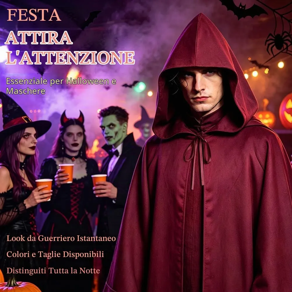 AOOWU Mantello Cappuccio Lungo Unisex, Bordeaux (L) - immagine 7
