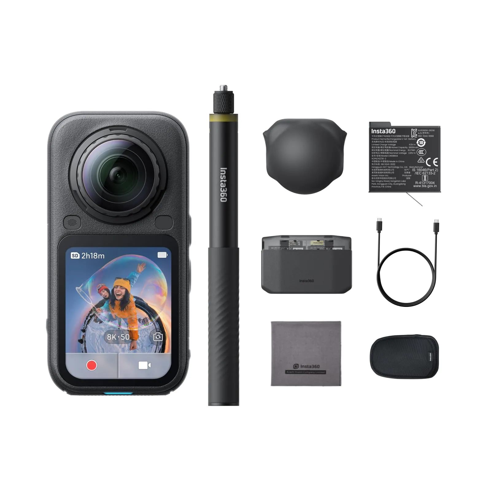 Insta360 X6 Action Cam 360 8K con sensori da 1/1,1", Nero - immagine 1