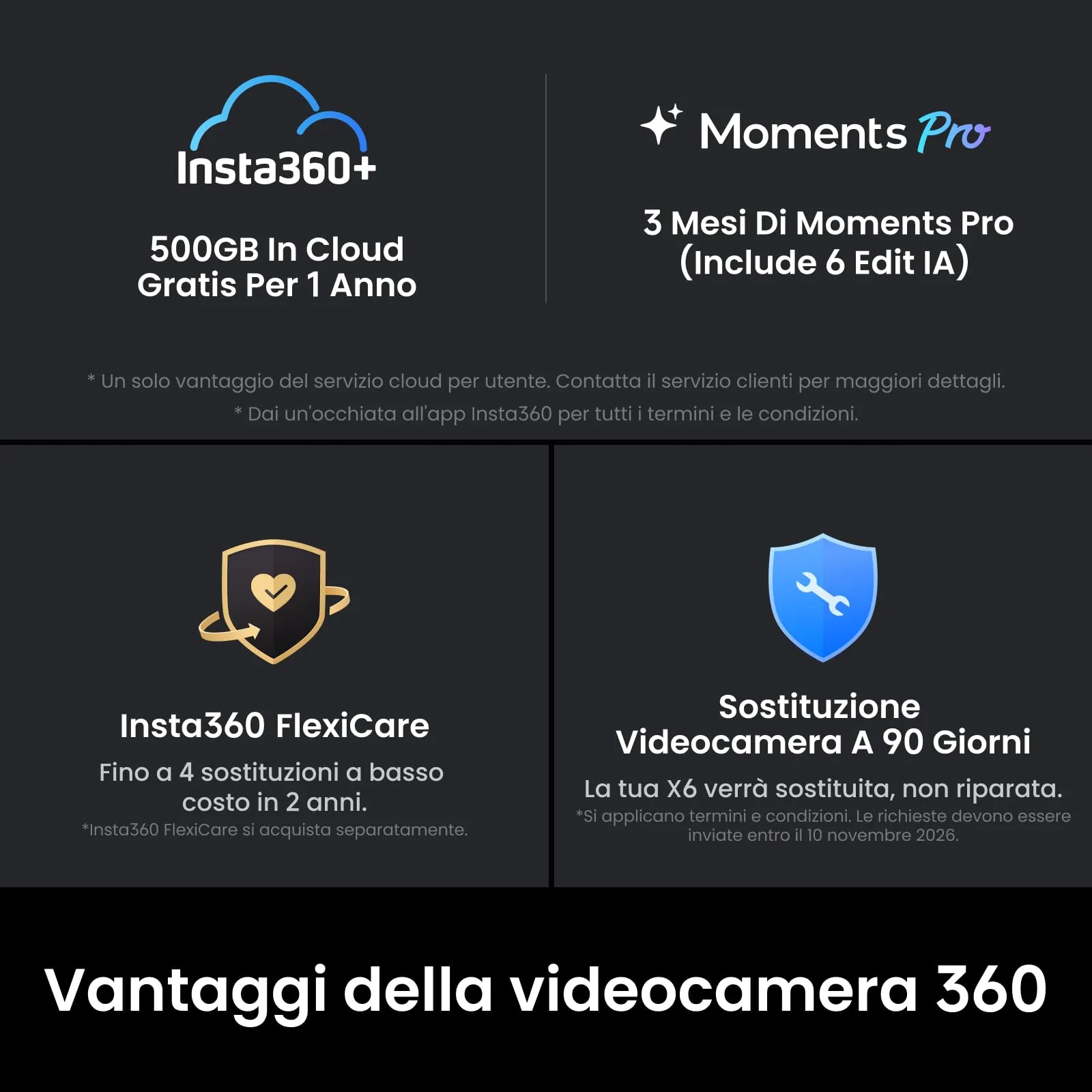 Insta360 X6 Action Cam 360 8K con sensori da 1/1,1", Nero - immagine 12