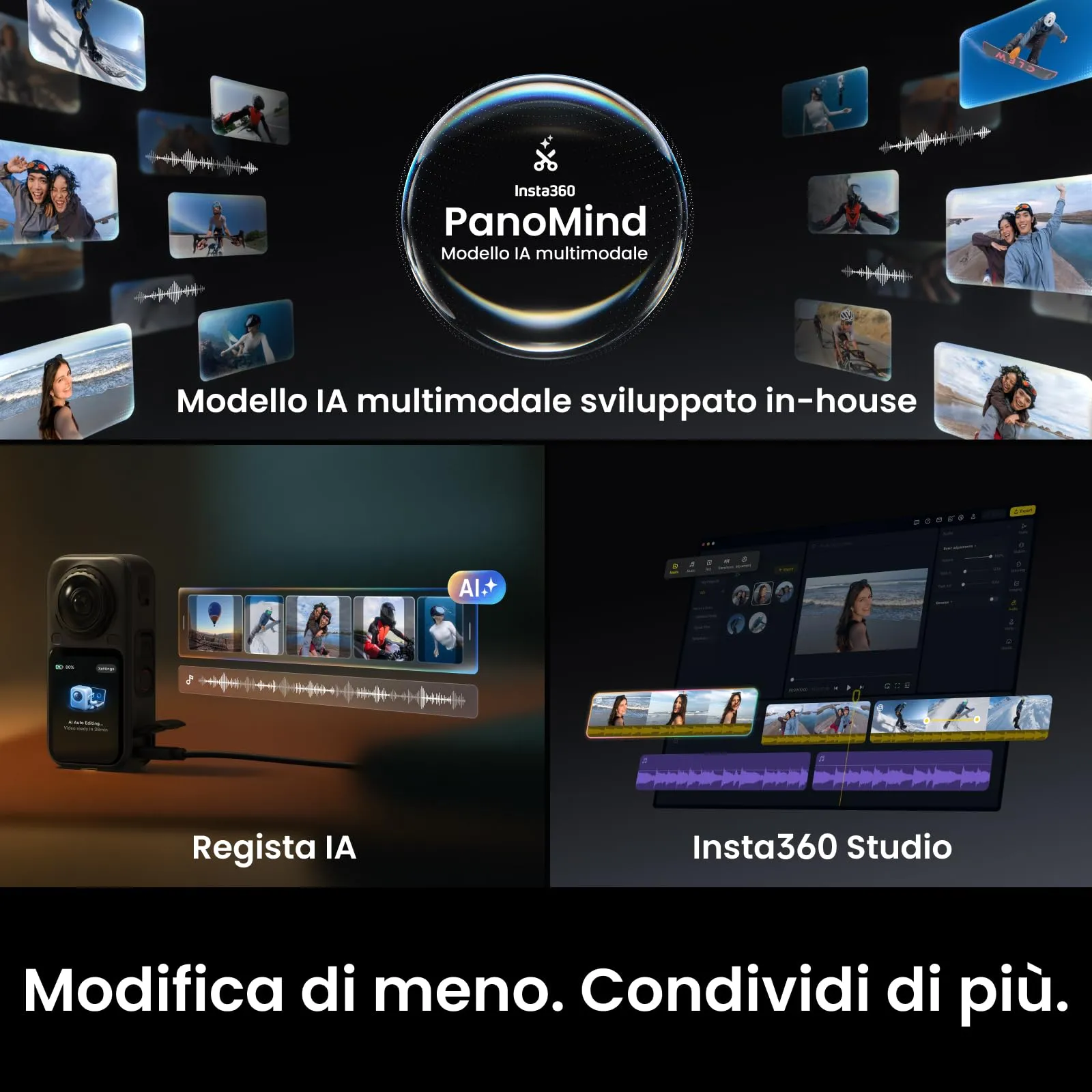 Insta360 X6 Action Cam 360 8K, Sensori 1/1,1", Nero Notte - immagine 9
