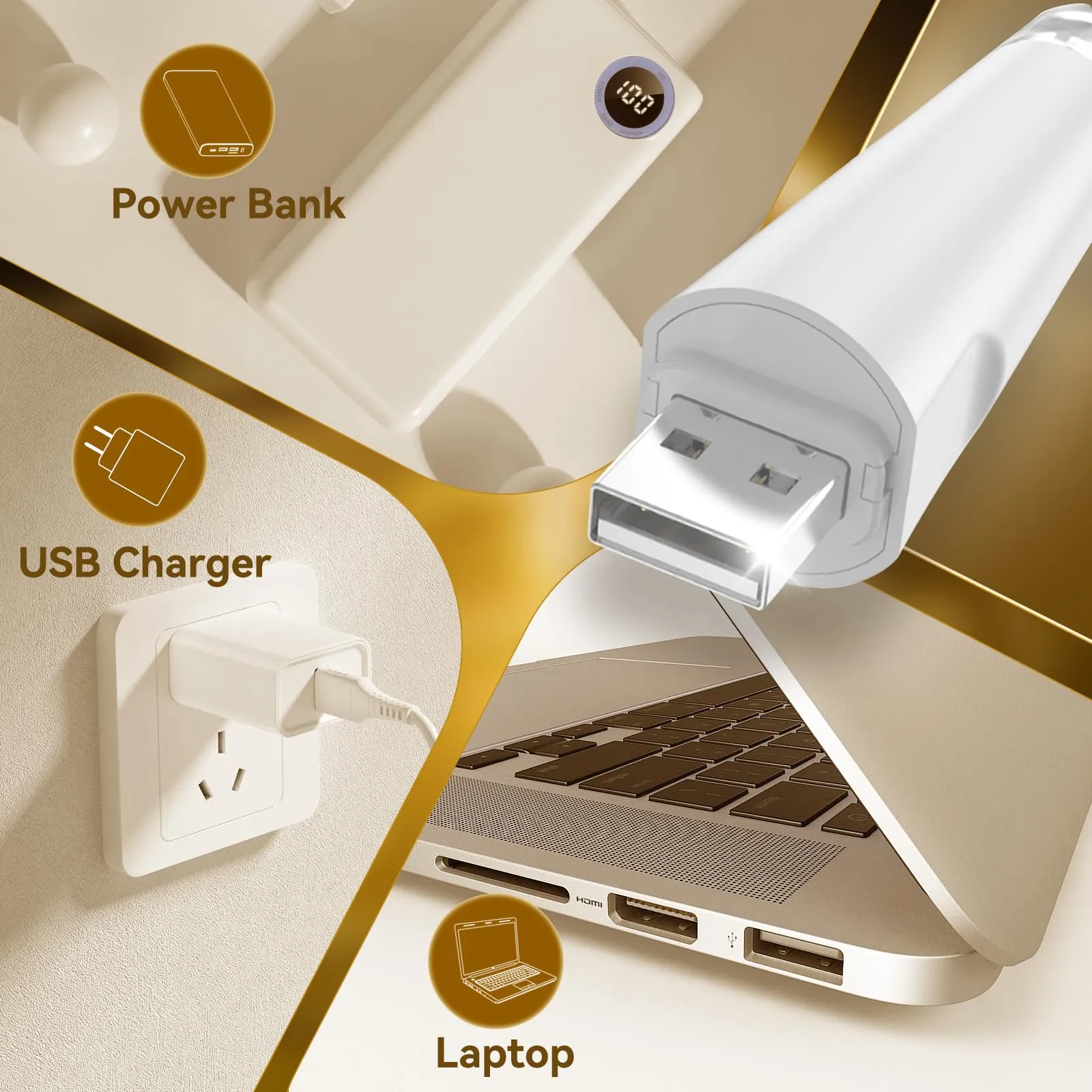 KOBWA Luci per bottiglie con sughero ricaricabili USB, Multicolore, 3 Pezzi - immagine 4