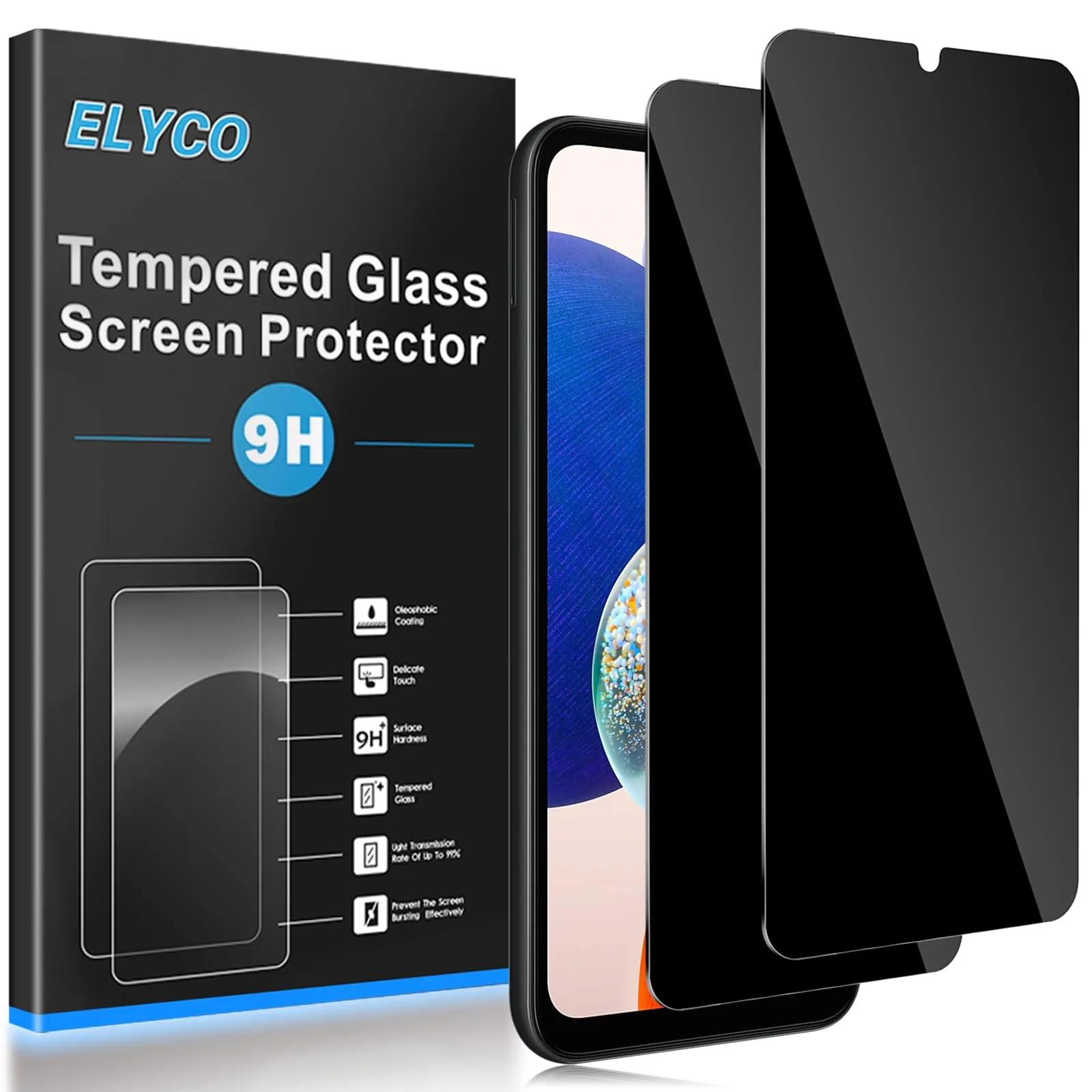 ELYCO Vetro Temperato Privacy per Samsung Galaxy A14 4G/5G, 2 Pezzi - immagine 1