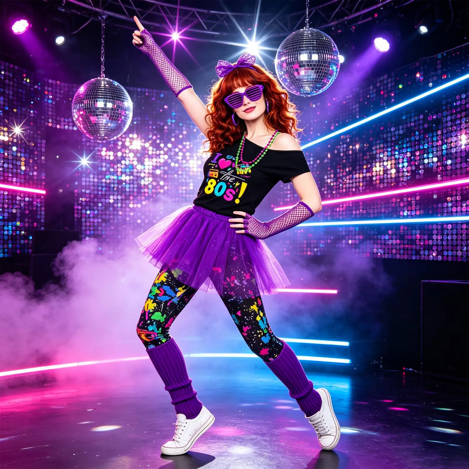 DAZZTIME Costume Anni 80 e 90 da Donna con Accessori - immagine 6