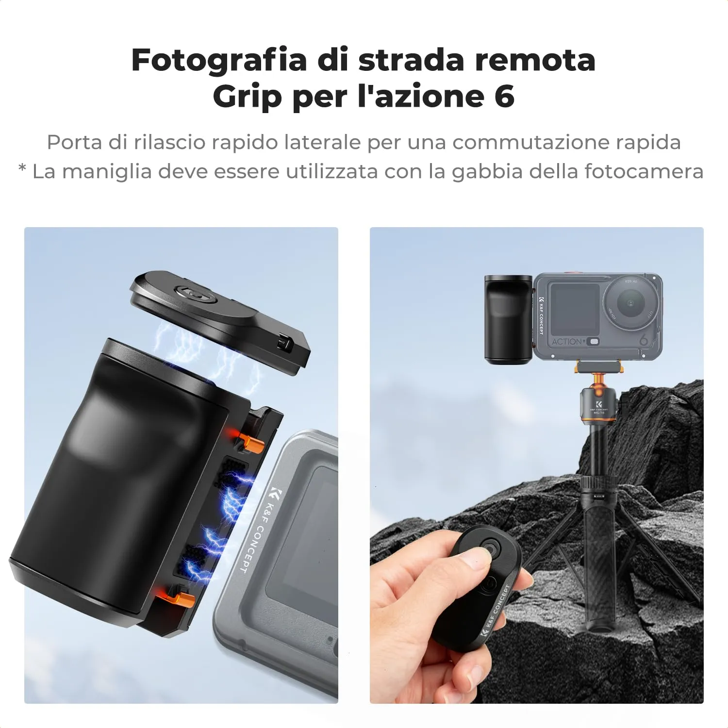 K&F Concept Street Grip Bluetooth Magnetic Modular Remote Control for Osmo Action 6 - immagine 2