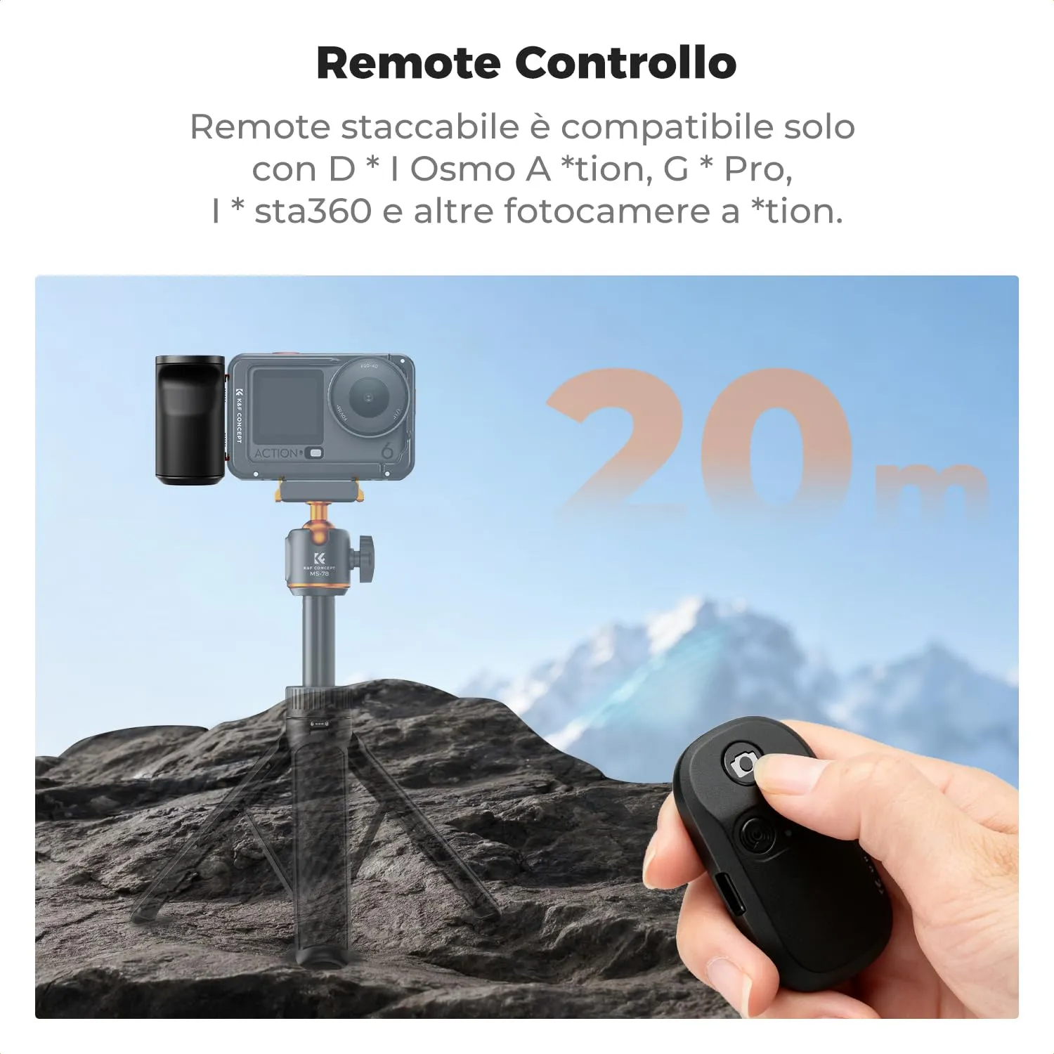 K&F Concept Street Grip Bluetooth Magnetic Modular Remote Control for Osmo Action 6 - immagine 4
