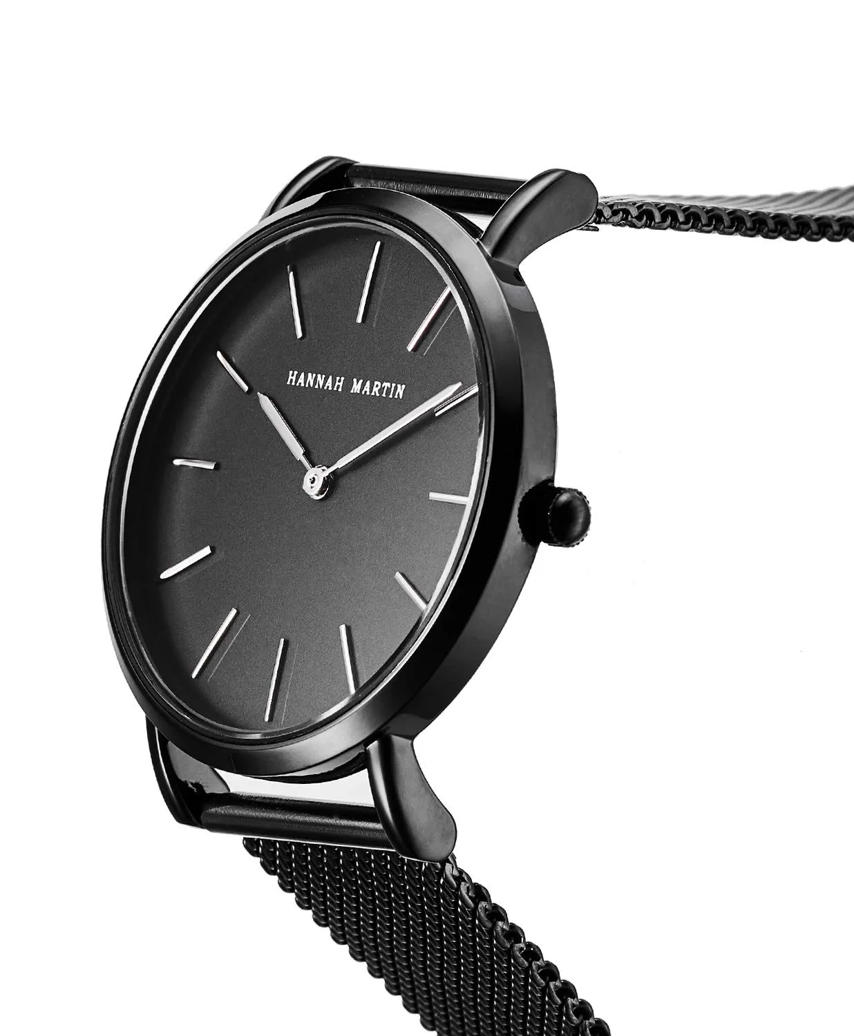HANNAH MARTIN Orologio da Polso Donna Ultra Sottile Quarzo in Acciaio Inossidabile T53 (Quadrante Nero, Cinturino Nero) - immagine 3