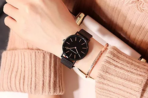 HANNAH MARTIN Orologio da Polso Donna Ultra Sottile Quarzo Acciaio Inossidabile T53 - Quadrante Nero, Cinturino Nero 2 - immagine 4