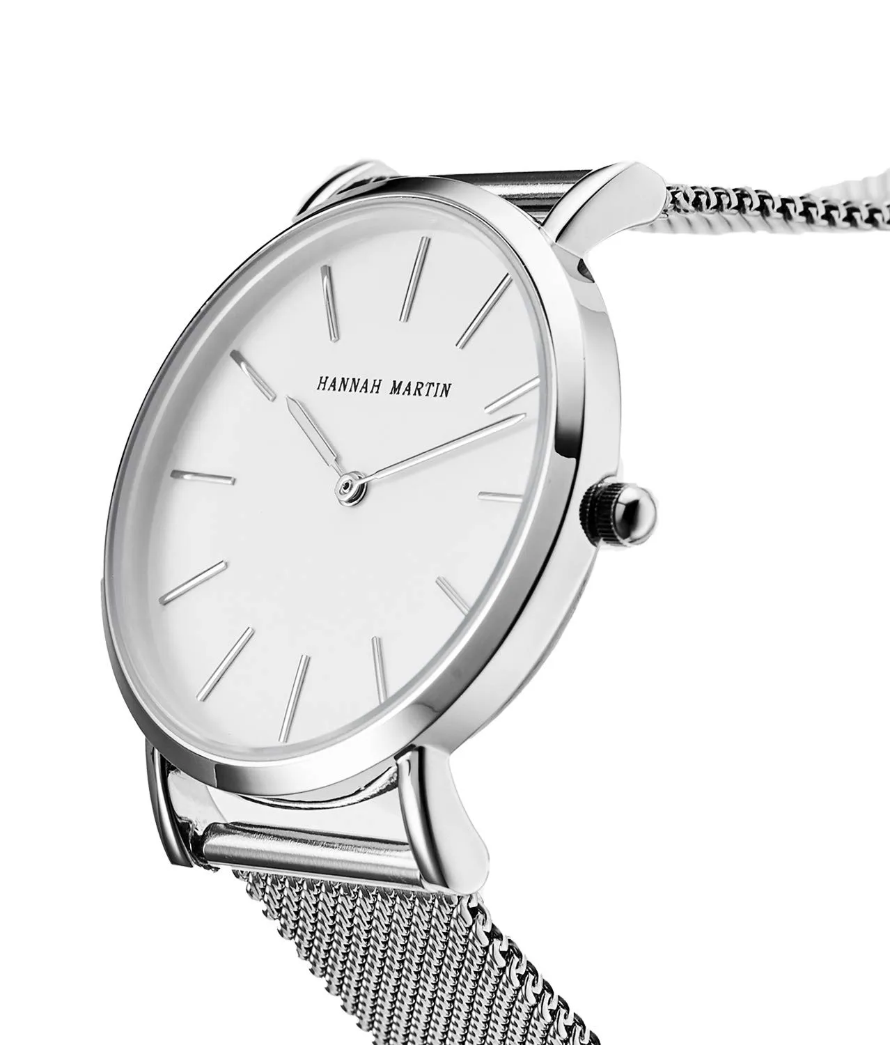 HANNAH MARTIN Orologio da Polso Donna Ultra Sottile Quarzo in Acciaio Inossidabile T53 (Quadrante Bianco, Cinturino Argento) - immagine 3