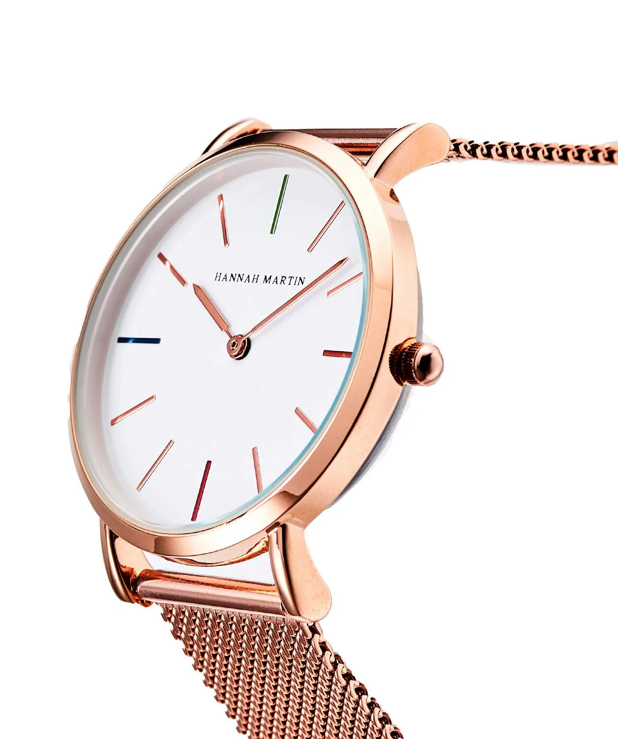 Hannah Martin Orologio da Polso Donna Ultra Sottile Quarzo Acciaio Inossidabile T53 Quadrante Bianco Cinturino Oro Rosa 2 - immagine 3