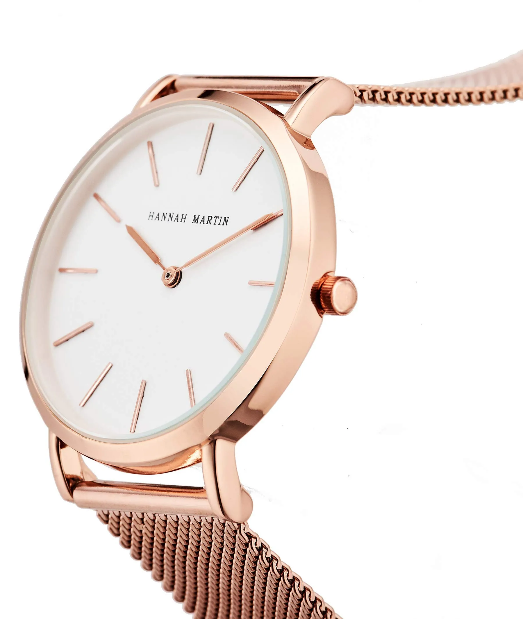 Hannah Martin Orologio da Polso Donna Ultra Sottile Quarzo Acciaio Inossidabile T53 - Quadrante Bianco, Cinturino Oro Rosa - immagine 3