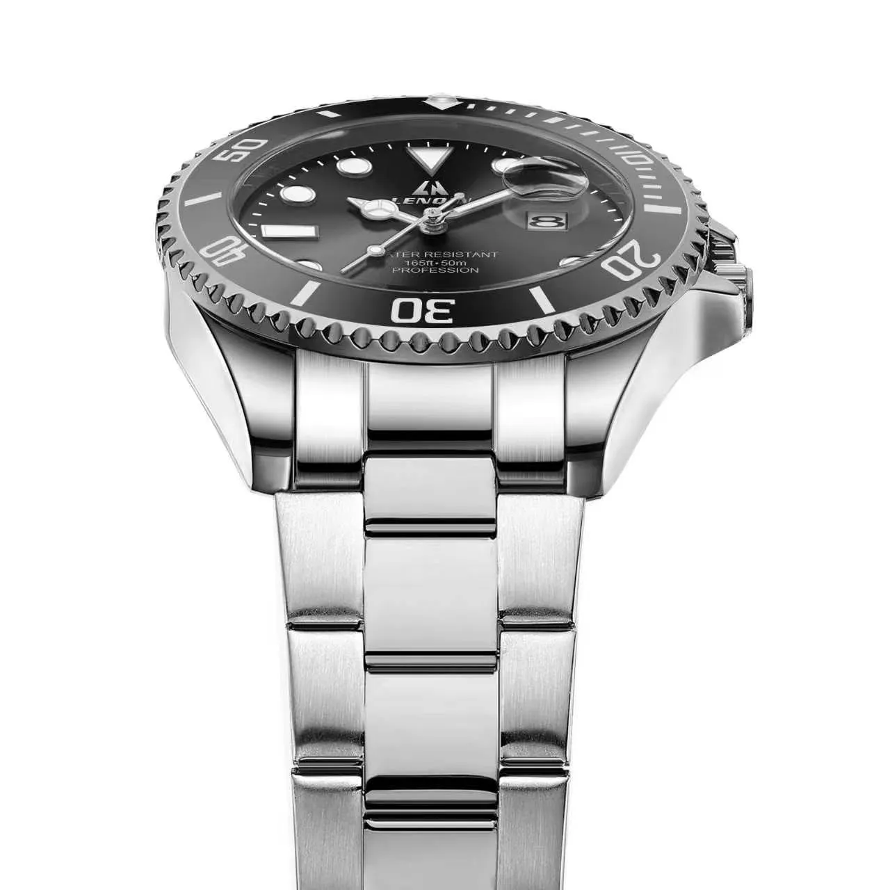 LN LENQIN Orologio Uomo Analogico al Quarzo in Acciaio Impermeabile 0341A Silver Black - immagine 3