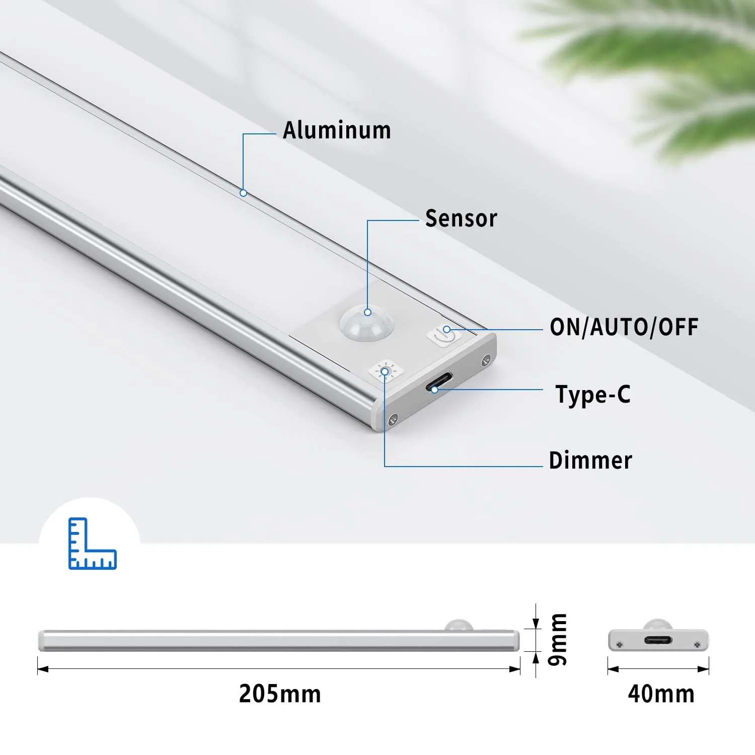 OUILA Luce Armadio LED con Sensore di Movimento, 20.5cm-2Pcs, GLS-C015 - immagine 3