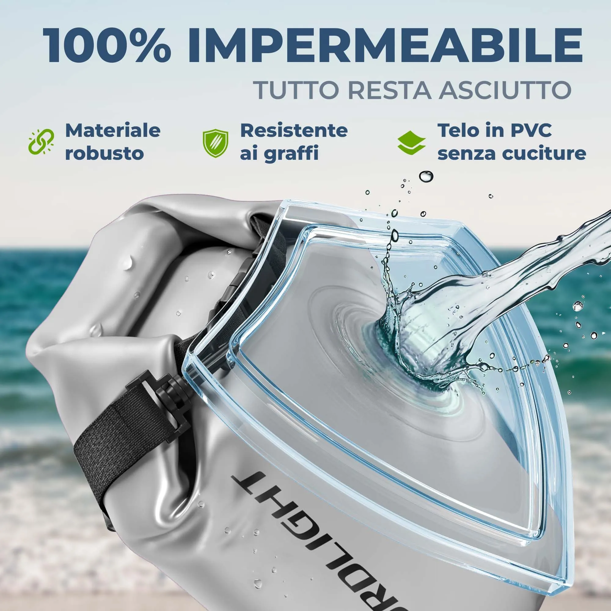 Nordlight Dry Bag Sacca Impermeabile 15L Metallizzato - immagine 6