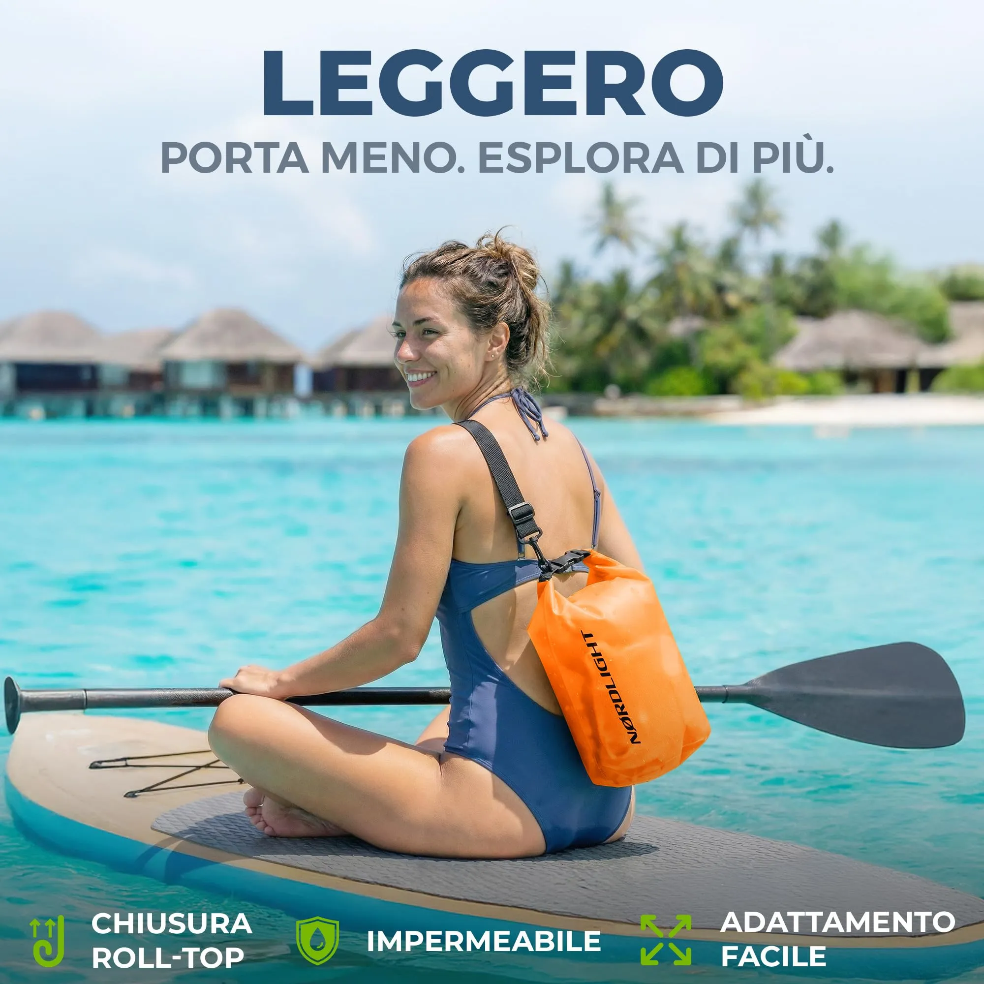 Nordlight Dry Bag Set con Custodia per Cellulare e Marsupio, 10L, Arancione - immagine 4