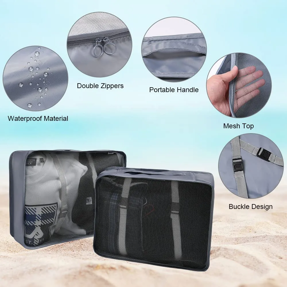 OSDUE Organizer Valigie, Set di 8 Cubi di Viaggio per Abbigliamento, Intimo e Calzature, Grigio - immagine 5