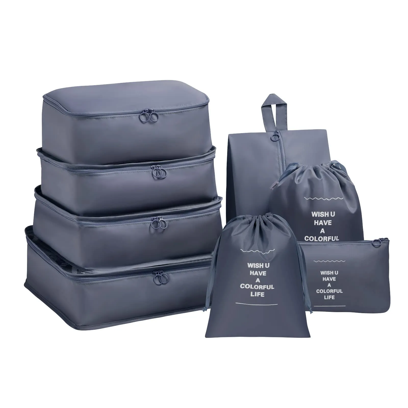 OSDUE Organizer Valigie, Set di 8 Cubi di Viaggio per Abbigliamento, Intimo e Calzature, Grigio - immagine 9
