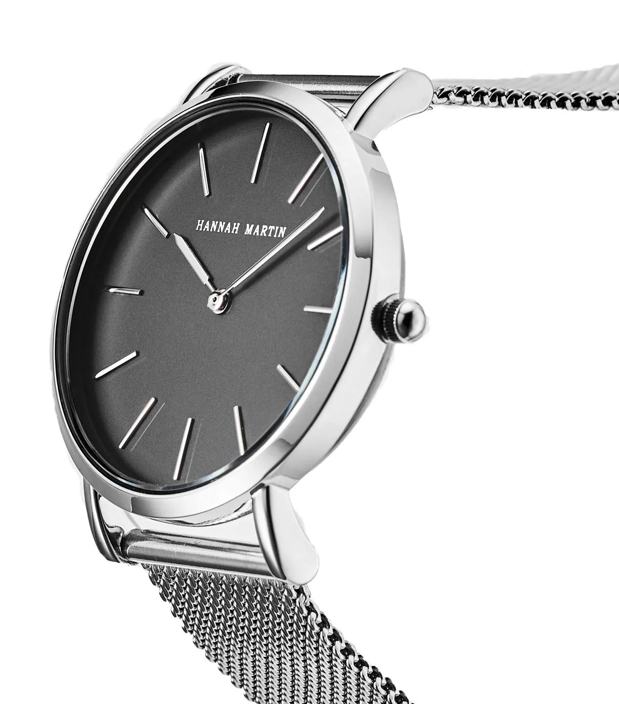Hannah Martin Orologio da Polso Donna Ultra Sottile Quarzo Acciaio Inossidabile T53 (Quadrante Nero, Cinturino Argento) - immagine 3