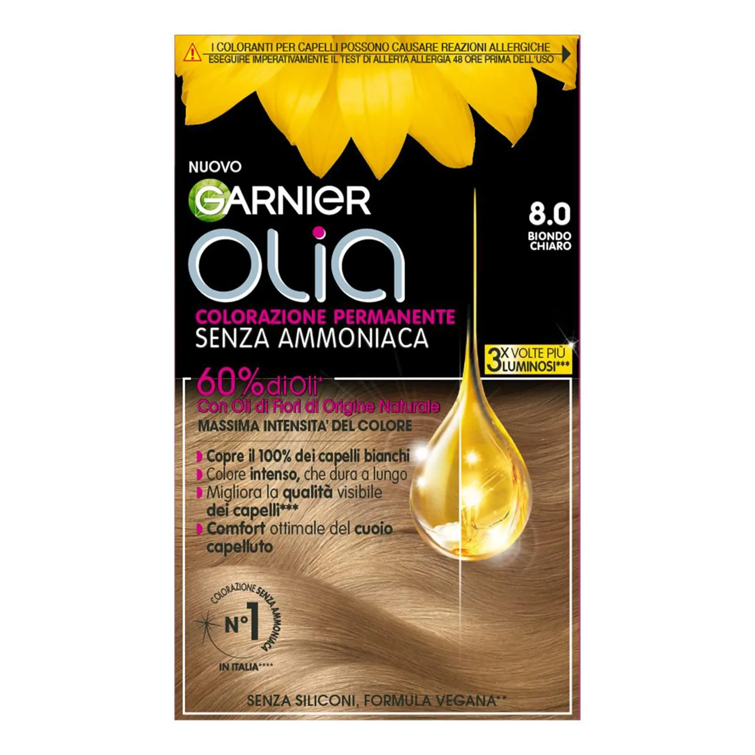 Garnier Olia Tinta Capelli Permanente Senza Ammoniaca, Biondo Chiaro - immagine 1