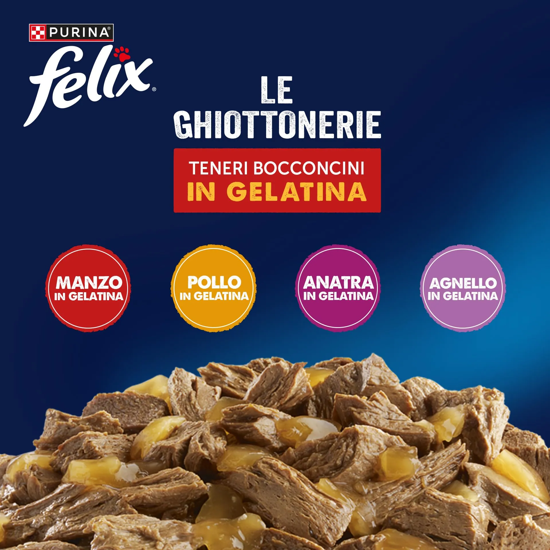 Felix Le Ghiottonerie Cibo Umido per Gatti Adulti, Carne, 80 x 85g - immagine 2