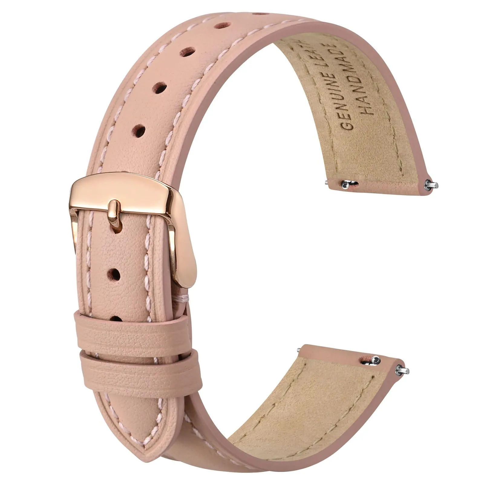 ANBEER Cinturino in Vera Pelle 16mm a Sgancio Rapido, Rosa con Fibbia Oro Rosa - immagine 1