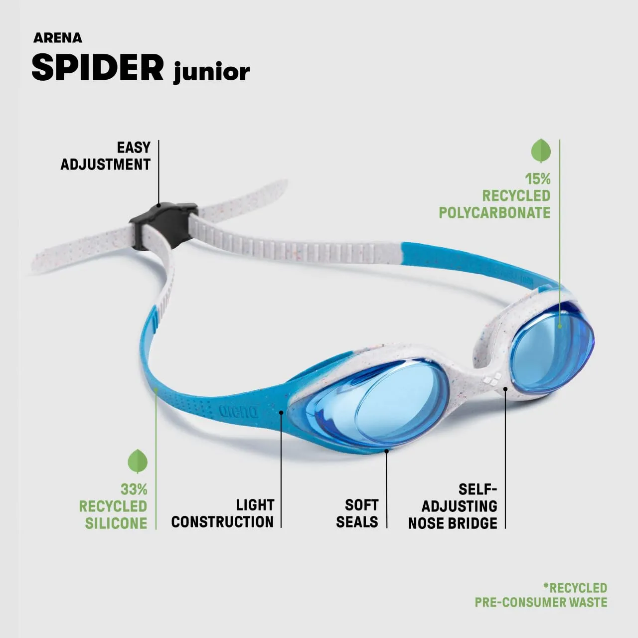 Arena Spider Junior Occhialini Nuoto per Bambini 6-12 Anni, Protezione UV, Anti-Appannamento, Pink/Grey - immagine 2