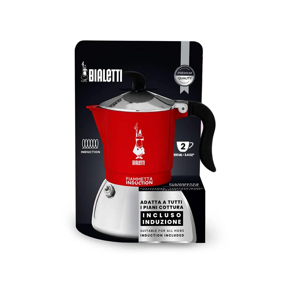 Bialetti Caffettiera Fiammetta Induction, 2 Tazze, Rosso - immagine 4