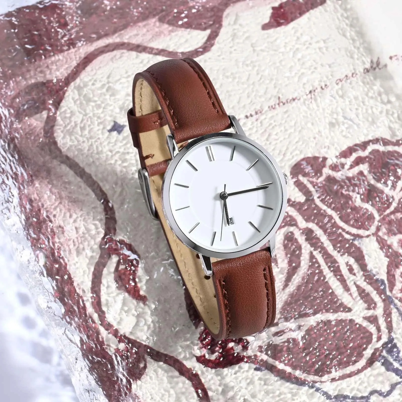 ANBEER Cinturino in Vera Pelle 20mm a Sgancio Rapido, Rosso Mattone con Fibbia Dorata - immagine 5