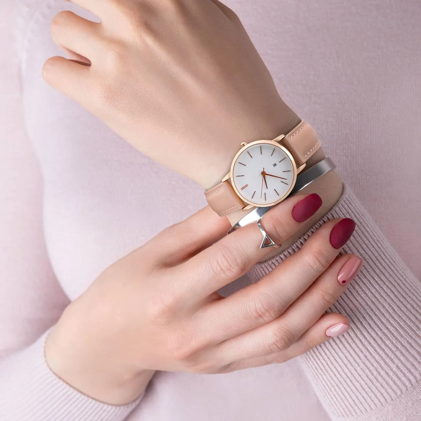 ANBEER 12mm Cinturino in Vera Pelle a Sgancio Rapido, Rosa con Fibbia Oro Rosa - immagine 6
