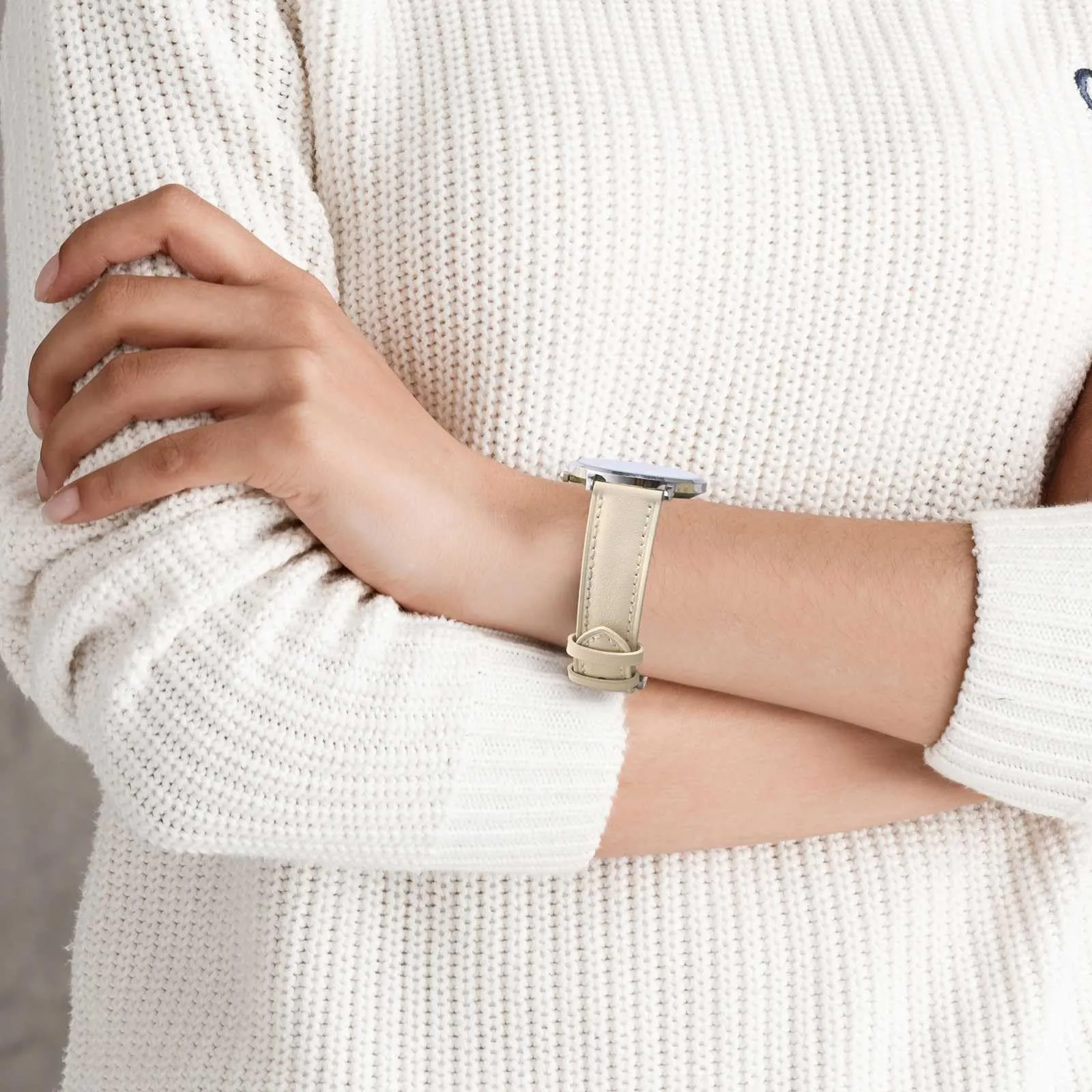 ANBEER Cinturino in Vera Pelle 16mm, Sgancio Rapido, Beige con Fibbia Dorata - immagine 6