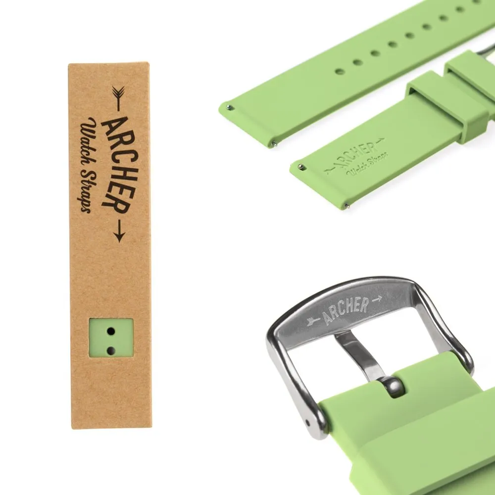 Archer Watch Straps Cinturini a Sgancio Rapido in Silicone Verde Tè, 22mm - immagine 6