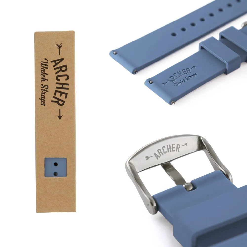 Archer Watch Straps Cinturini a Sgancio Rapido in Silicone, Blu Acciaio, 18mm - immagine 6