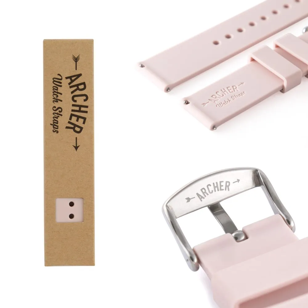 Archer Watch Straps Cinturini a Sgancio Rapido in Silicone, Rosa Chiaro, 24mm - immagine 6