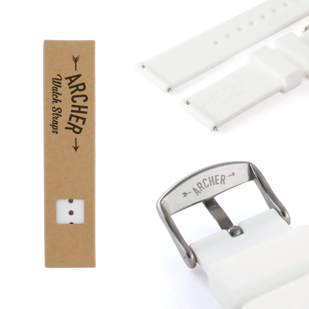 Archer Watch Straps Cinturini a Sgancio Rapido in Silicone Bianco 24mm - immagine 6