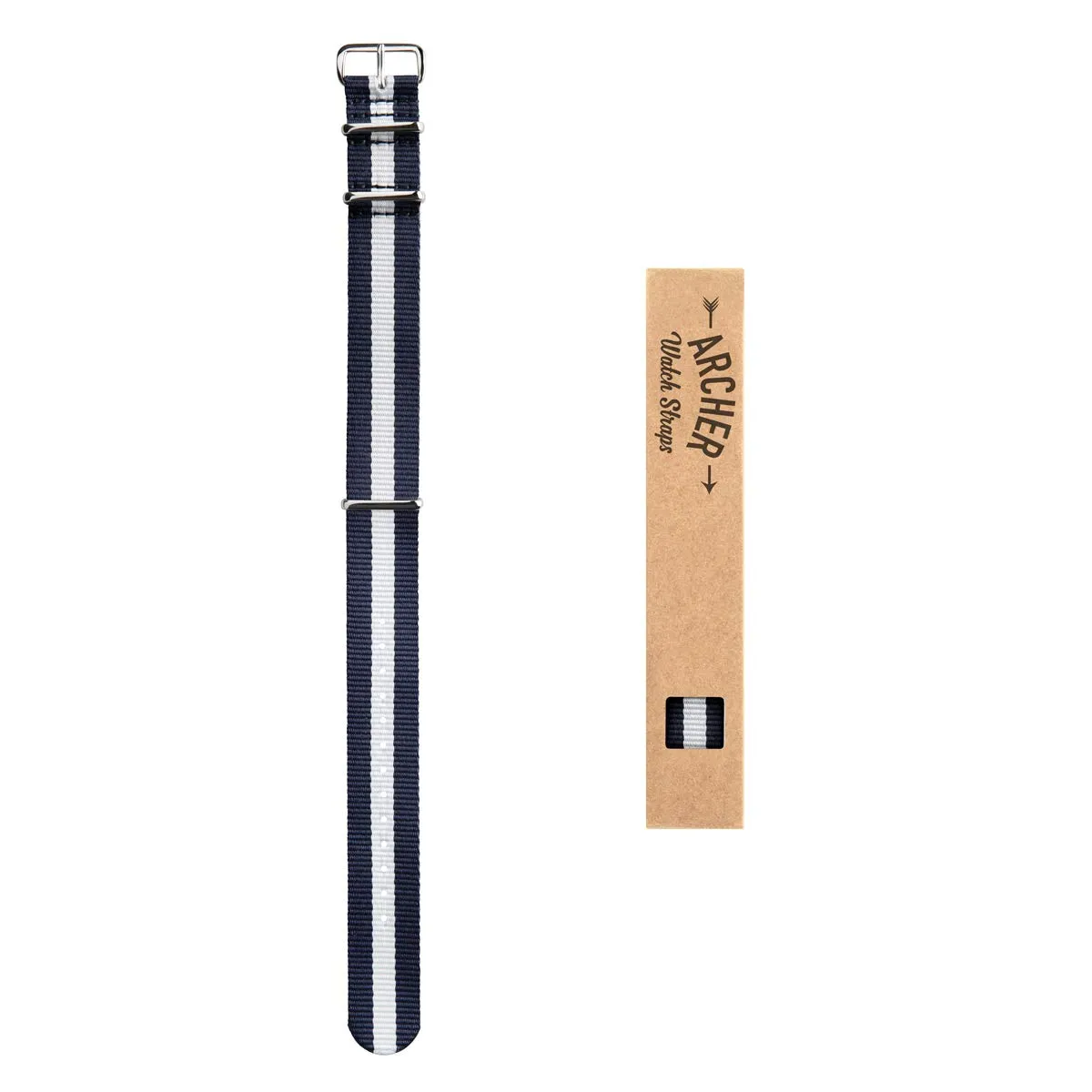 Archer Watch Straps Cinturini NATO in Nylon Classici (Navy e Bianco, 24mm) - immagine 6
