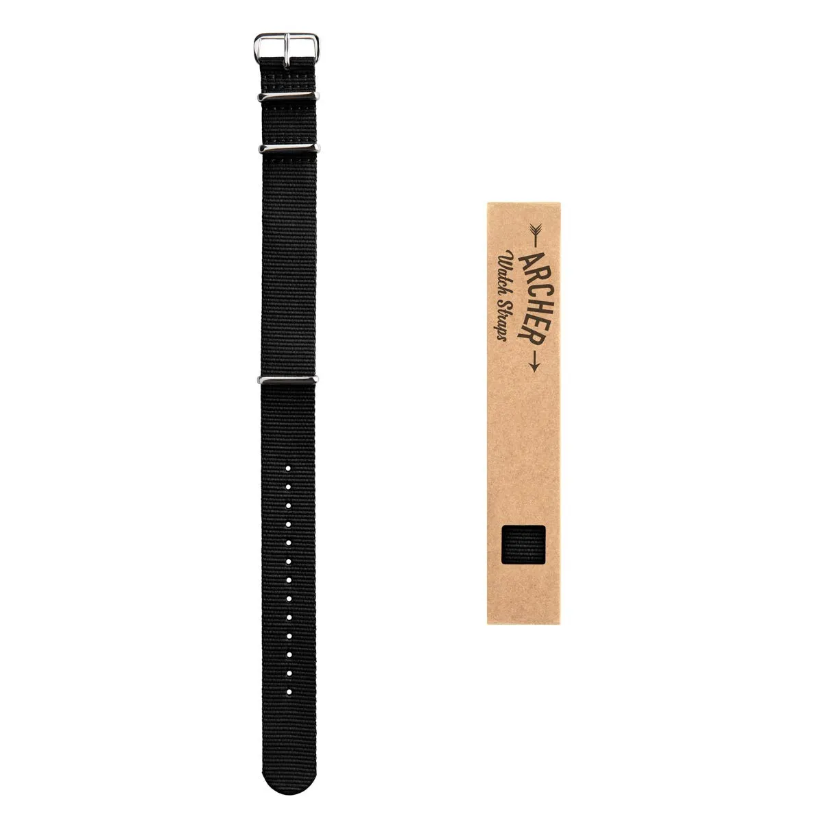 Archer Watch Straps Cinturini NATO in Nylon Classici, Nero, 20mm - immagine 6