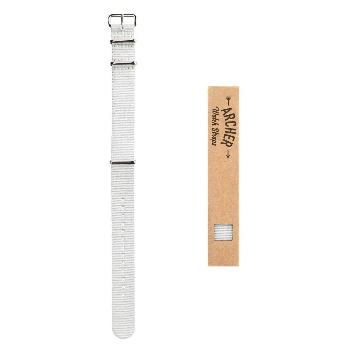 Archer Watch Straps Cinturini NATO in Nylon Classici, Bianco, 22mm - immagine 6