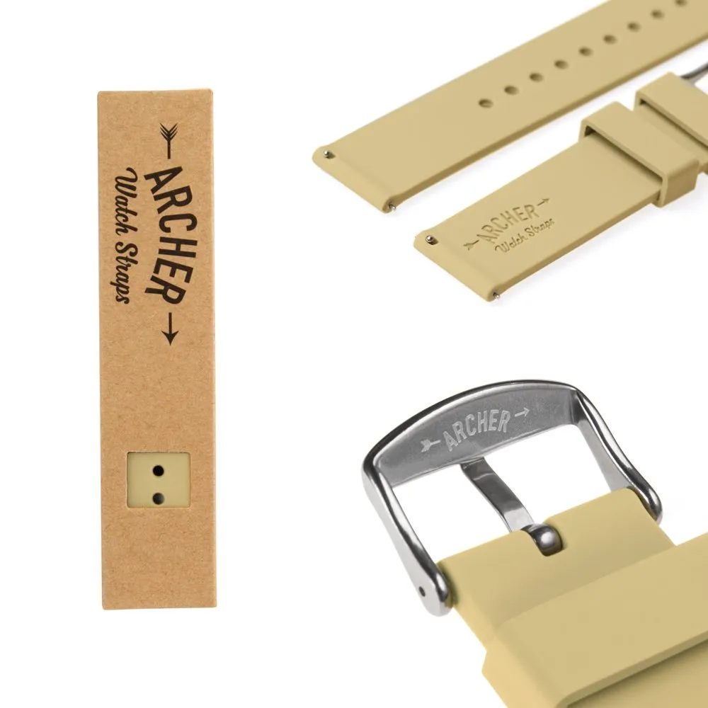 Archer Watch Straps Cinturini a Sgancio Rapido in Silicone - Sabbia, 19mm - immagine 6