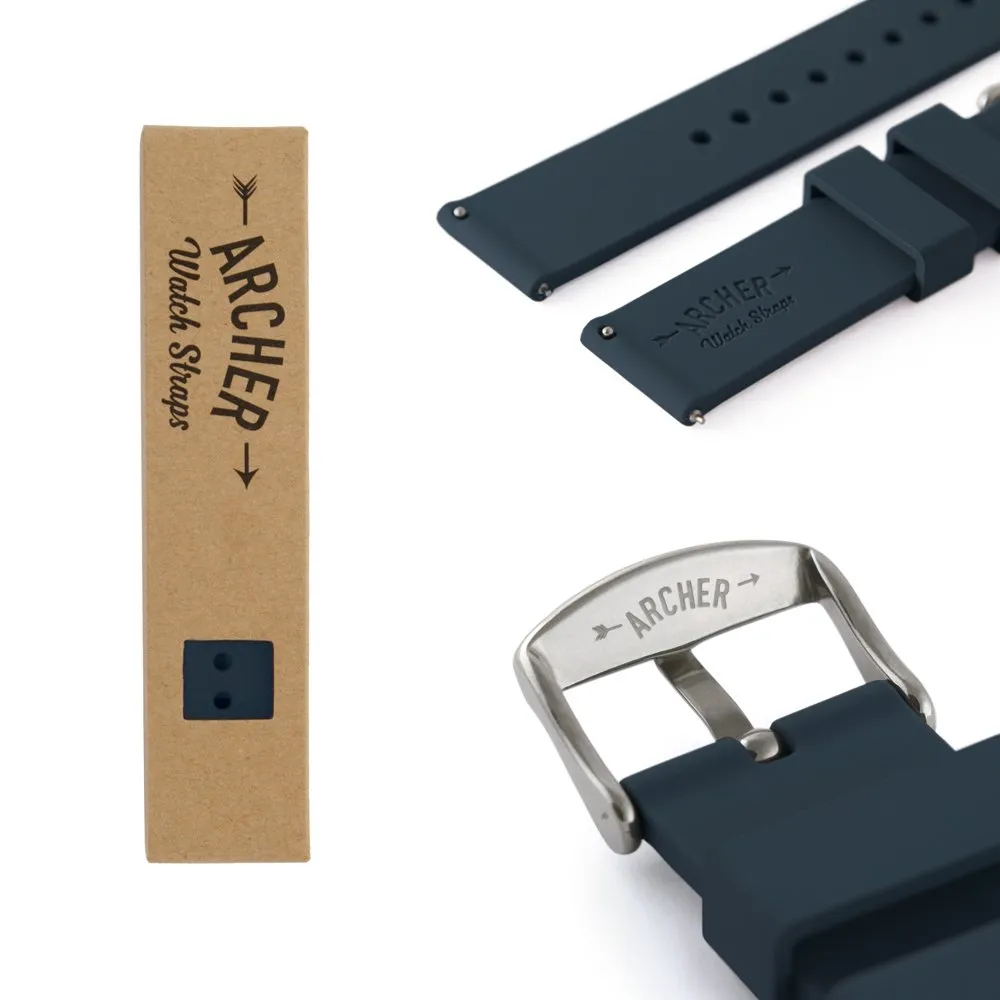 Archer Watch Straps Cinturini a Sgancio Rapido in Silicone, Blu Notte, 20mm - immagine 6