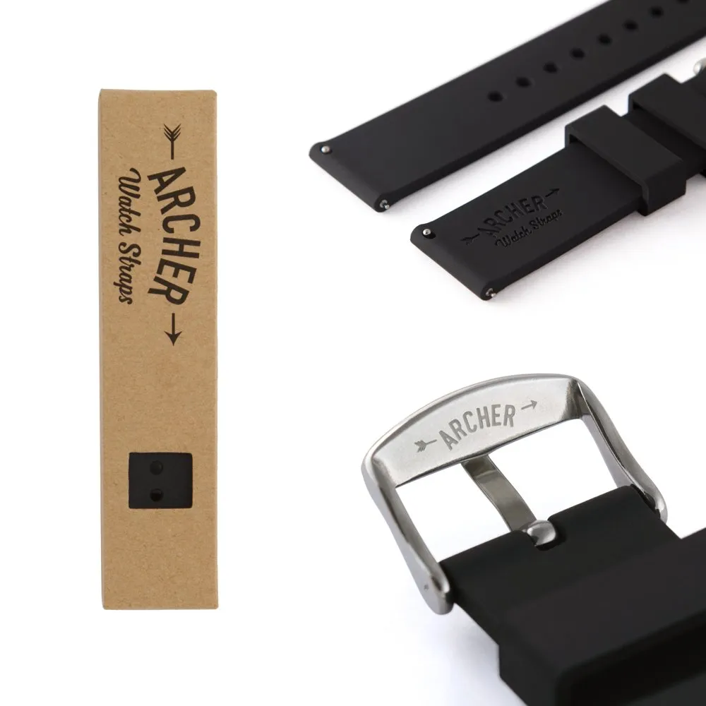 Archer Watch Straps Cinturini a Sgancio Rapido in Silicone, Nero, 24mm - immagine 6