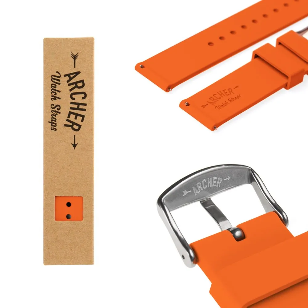 Archer Watch Straps Cinturini a Sgancio Rapido in Silicone, Arancione Portland, 24mm - immagine 6